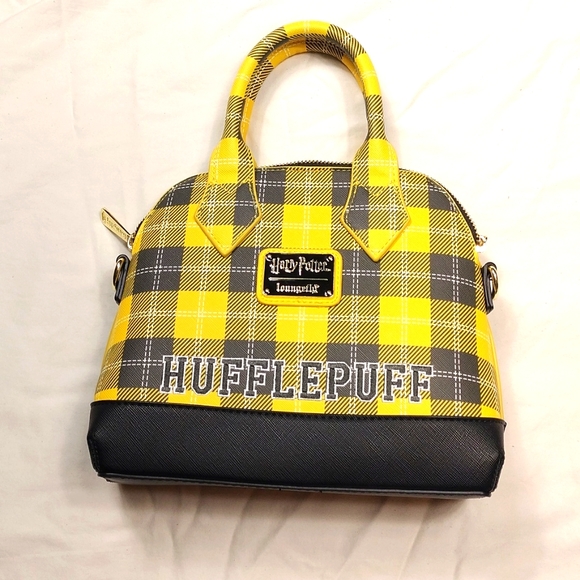 Loungefly Handbags - Hufflepuff Loungefly Yellow and Black Plaid Handbag